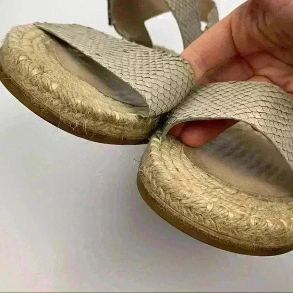 Eileen Fisher sandals size 10 taupe leather snakeskin embossed Espadrilles - Picture 11 of 12